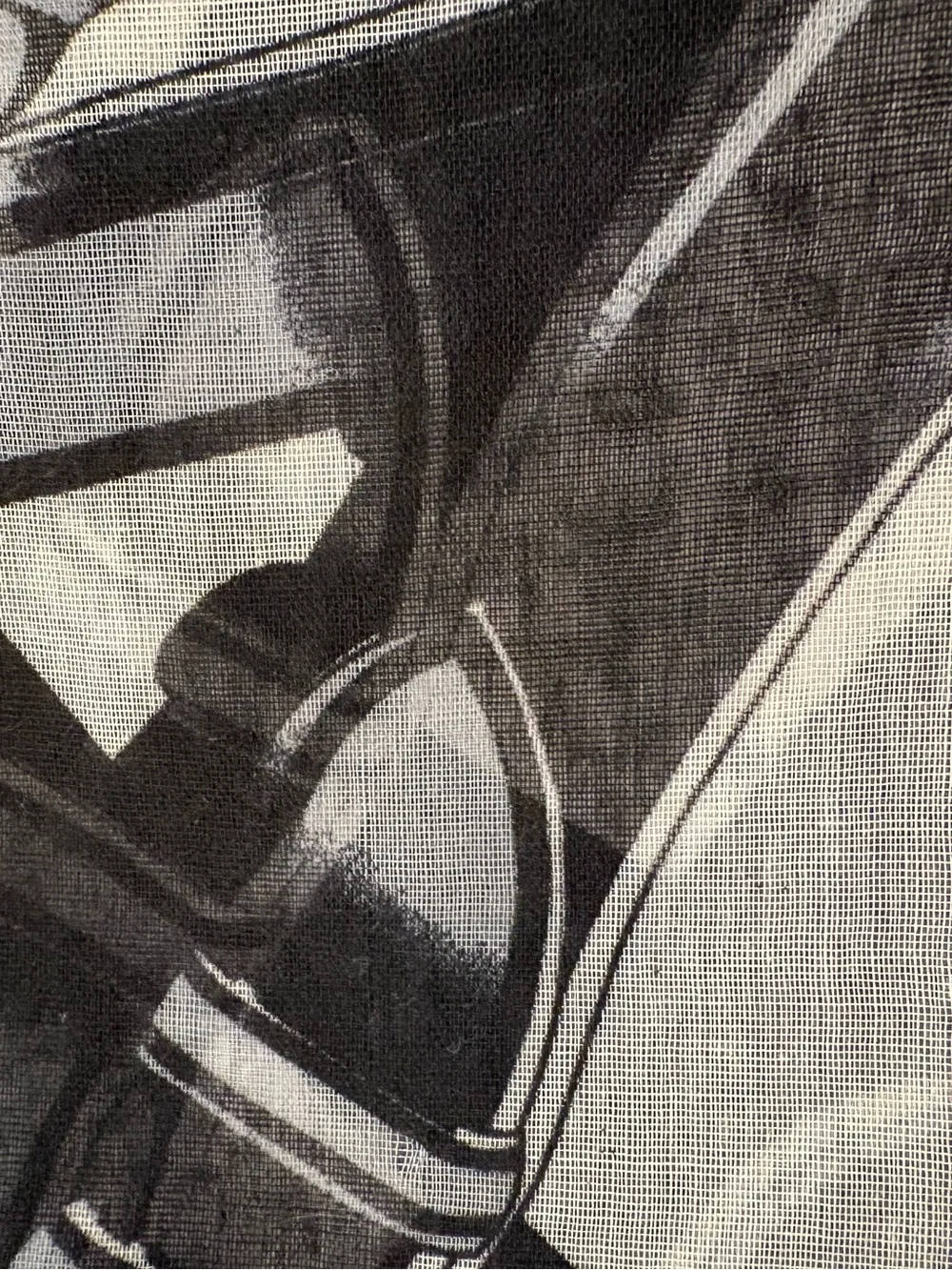 Huge 62”x70” Black & White Equestrian Motif Print Scarf - Women's Accessory